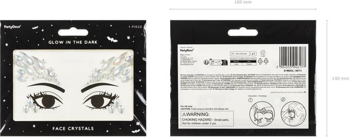 Actual product image Partydeco Face jewellery crystals silver, 14 x 8.5 cm