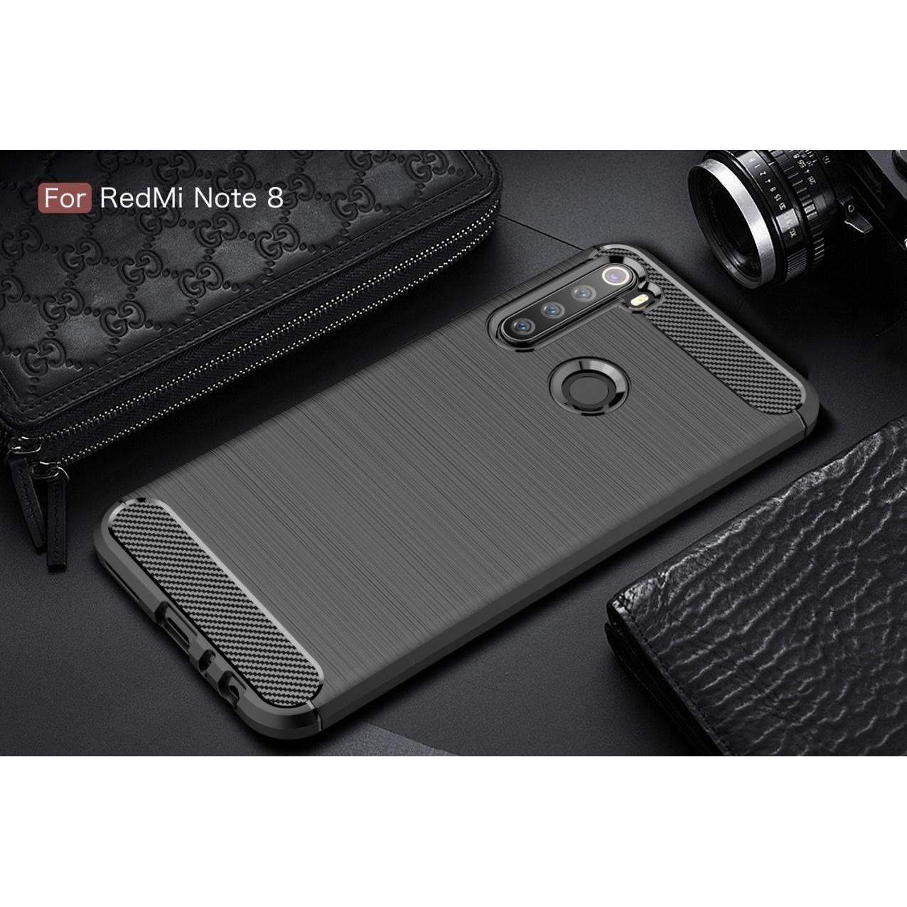Thumbnail - Screenguard Xiaomi Redmi Note 8 Hülle Carbon Brushed Soft TPU (Xiaomi Redmi Note 8), Smartphone Hülle, Schwarz