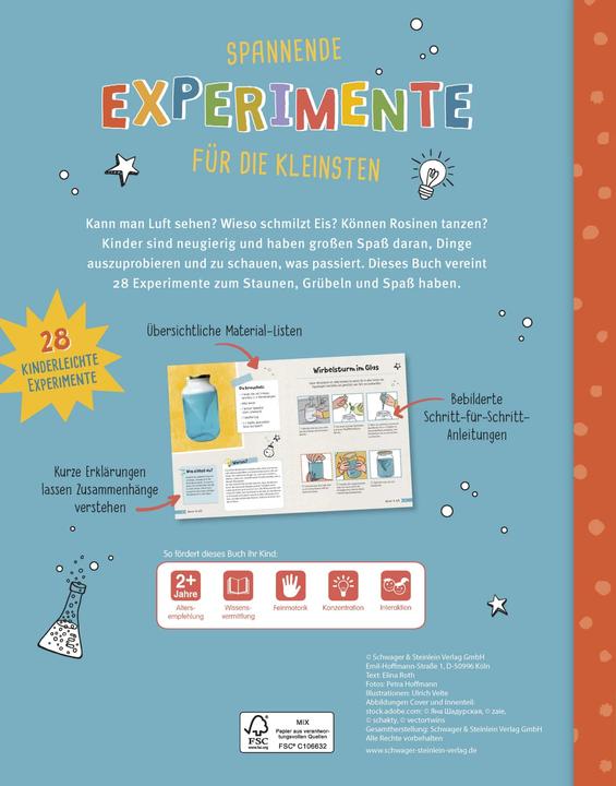 Produktbild Experimente-Buch für Kinder ab 2 Jahren. 28 einfache Experimente für jeden Tag (Deutsch, Elina Roth, Schwager & Steinlein Verlag, 2022)