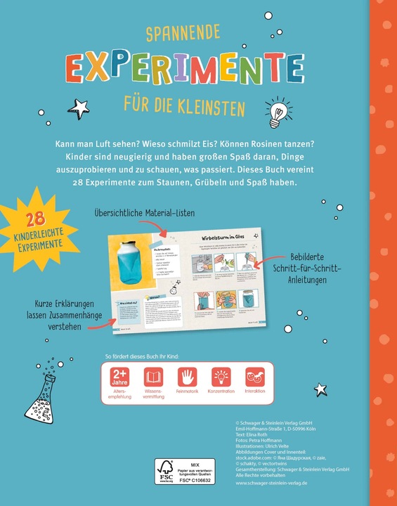 Produktbild Experimente-Buch für Kinder ab 2 Jahren. 28 einfache Experimente für jeden Tag (Deutsch, Elina Roth, 2022)