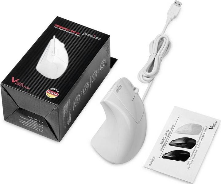 Produktbild Perixx PERIMICE-513 W Ergonomische Maus Kabelgebunden Optisch Weiss 6 Tasten 1 (Kabelgebunden)