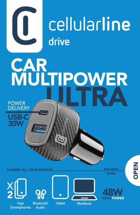 Image du produit Cellularline Car Multipower Ultra - iPhone, Samsung, Xiaomi, Oppo and other Smartphones and Tablets