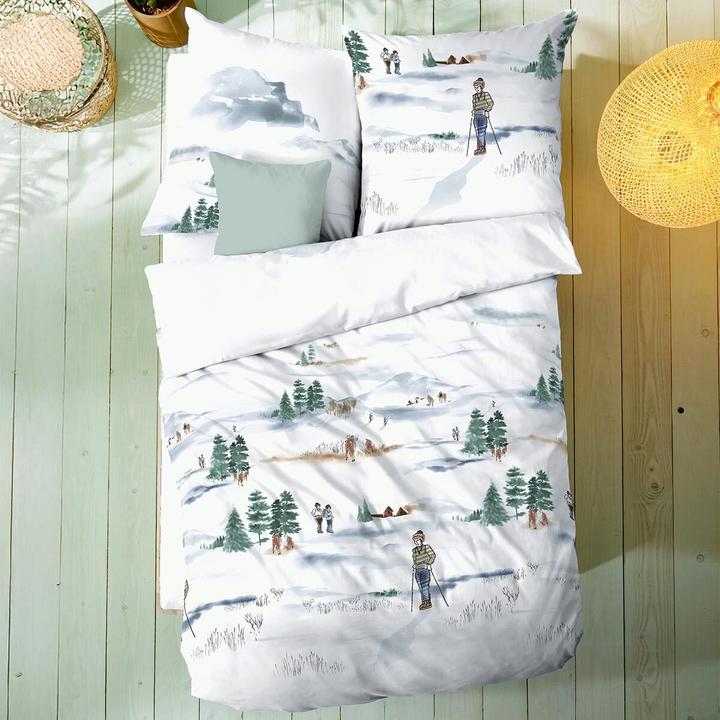 Produktbild Kaeppel Biber Bettwäsche Frozen Winter hellblau (155 x 220 cm, 80 x 80 cm)