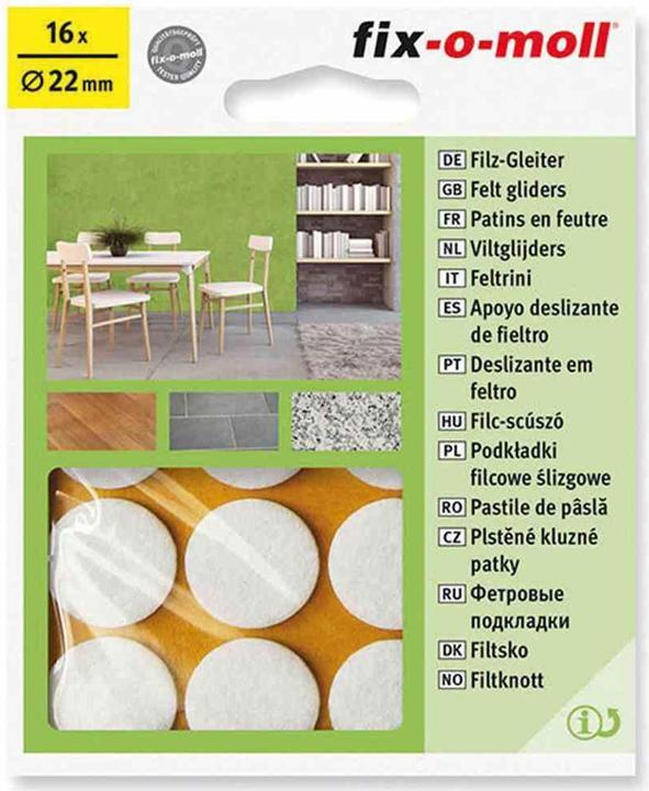 Fix-o-moll Filzgleiter 3 mm / Ø 22 mm 16 x (Filzgleiter, 16 Stück)