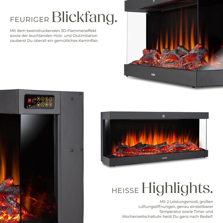 Image du produit tectake Elektro-Wandkamin Luciano, 2 Heizstufen, Flammeneffekt, App