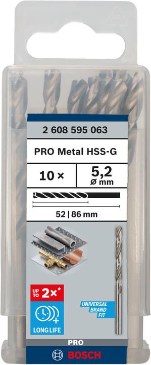 Produktbild Bosch Professional Zubehör PRO Metal HSS-G Spiralbohrer, 5,2 x 52 x 86 mm (5.2 mm)