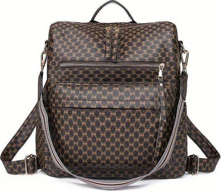 Only-Bags.Store Retro Backpack Handbag, Boho Strap Two-Way Shoulder Bag, Fashion Vegan Leather Schoolbag Daypack