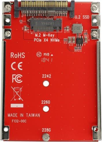 Image du produit Delock Convertisseur U.2 Mini SAS HD SFF-8639 > M.2 Key M PCIe avec cadre 2.5" 7 mm