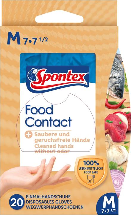Actual product image Spontex Disposable gloves Food Contact 20-pack size 7