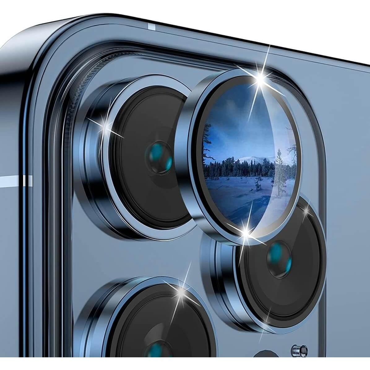 Enkay iPhone 15 Pro / 15 Pro Max - Kamera Linsen Panzerglas blau (3 Stück, Apple iPhone 15 Pro, Apple iPhone 15 Pro Max)...