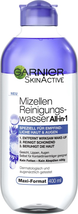 Produktbild Garnier Haut aktiv, mizellare Wasser mit einem Blaubeerzug, 400 ml (Mizellenwasser, 400 ml)