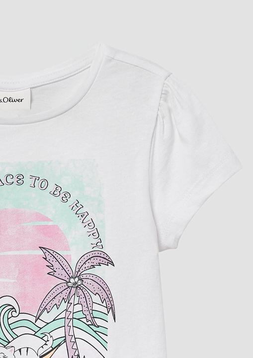 Produktbild S.Oliver T-Shirt Ausgestelltes T-Shirt mit Glitzerprint und Puffärmeln (92)