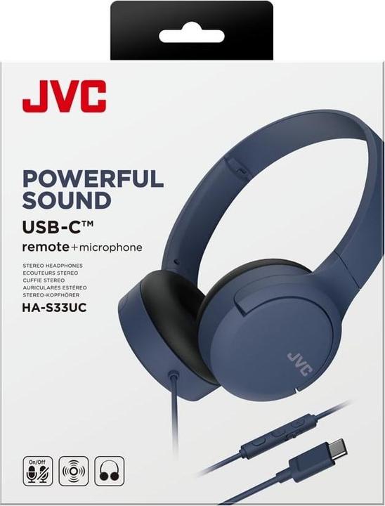 Productafbeelding JVC HA-S33UC USB-C hoofdtelefoon - Blauw (HAS33UCAU) (Bedraad)