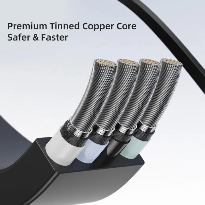 Image du produit Rock - G16 3-in-1 Flexible Retractable Data Cable, Multikabel, Schwarz (1 m)