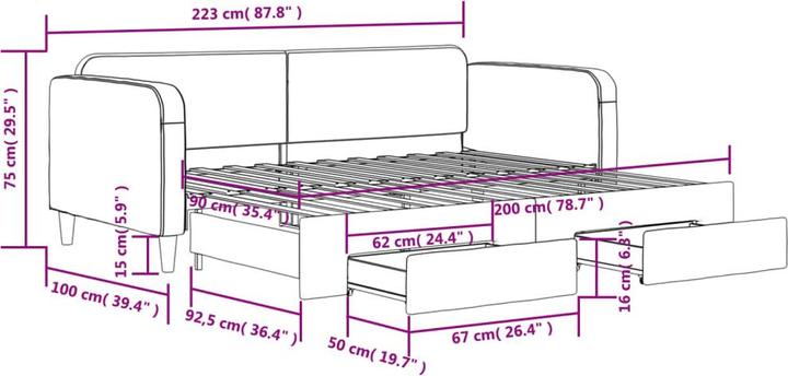 Produktbild vidaXL ausziehbares Tagesbett