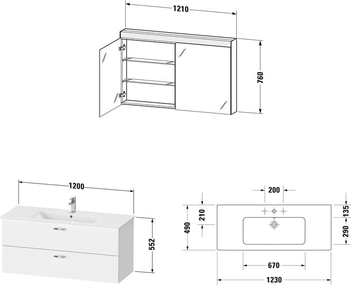 Immagine prodotto Duravit Set di mobili da bagno XBASE 1230mm m SPS BETTER WT 1 HL grap ma