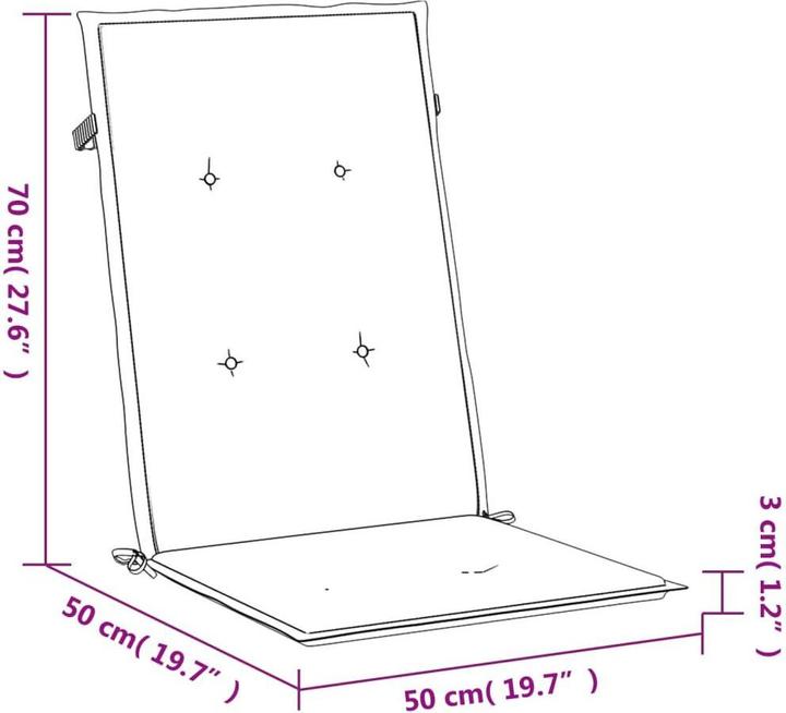 Actual product image VidaXL Hochlehner-Auflagen 2 Stk. Karomuster Stoff (120 x 50 x 3 cm)