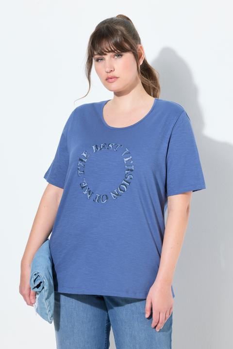 Image du produit Ulla Popken T-shirt en coton bio, avec message, décolleté rond et manches courtes (42, 44)
