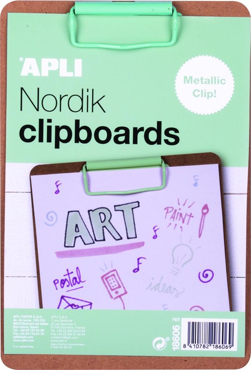 Produktbild Apli Klemmbrett nordik, a5-brett, holz, mit metallklammer, pastellgrün