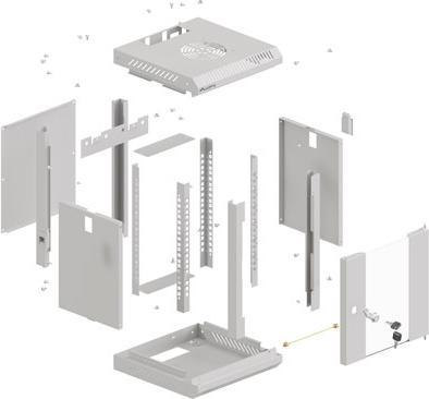 Produktbild Lanberg Szafa Instalacyjna Rack Wisząca 10 4u 300x300 Szara Drzwi Przeszklone (Flat Pack) (4 HE, 10 Zoll Rack)