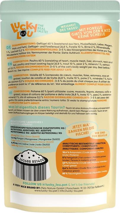 Actual product image Lucky Lou Cat wet food (Adult, 1 pcs., 140 g)