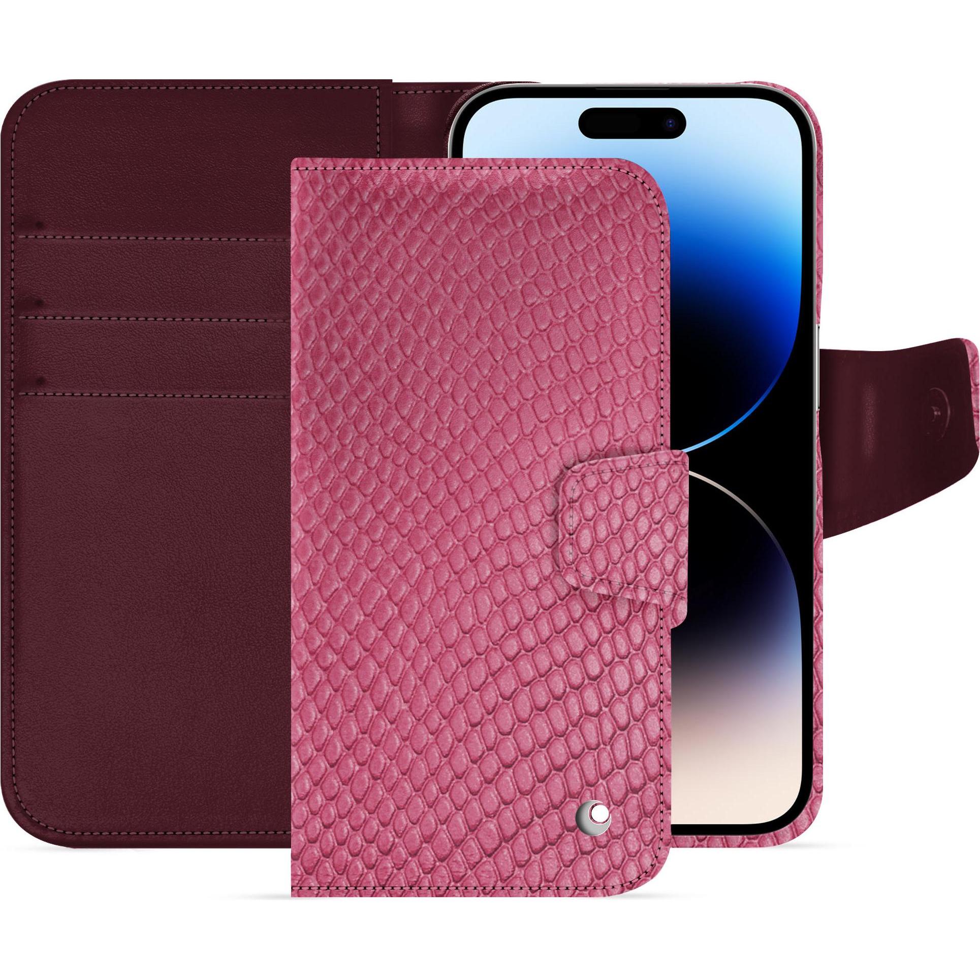 Noreve Lederschutzhülle Apple iPhone 15 Pro (Apple iPhone 15 Pro), Smartphone Hülle, Rosa