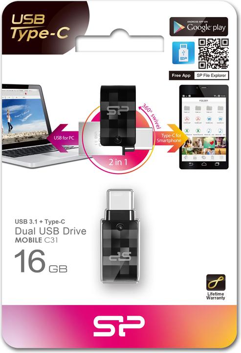 Actual product image Silicon Power Mobile C31 (16 GB, USB-A, USB-C)