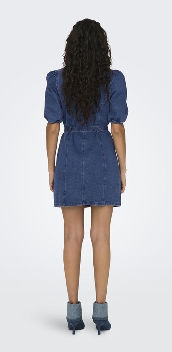 Produktbild Only Normal geschnitten Rundhals Elastische Bündchen Puffärmel Kurzes Kleid Jeanskleid (XL)
