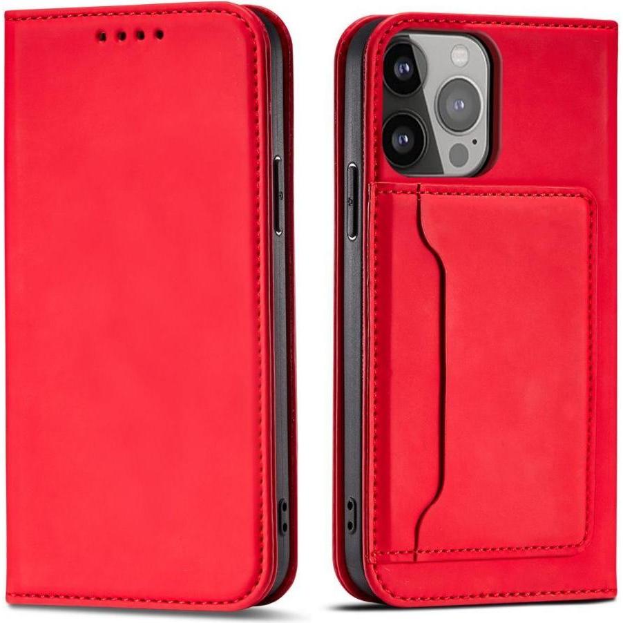 Hurtel Magnet Card Case case for iPhone 14 Pro Max flip cover wallet stand red (Apple iPhone 14 Pro Max), Smartphone Hül...