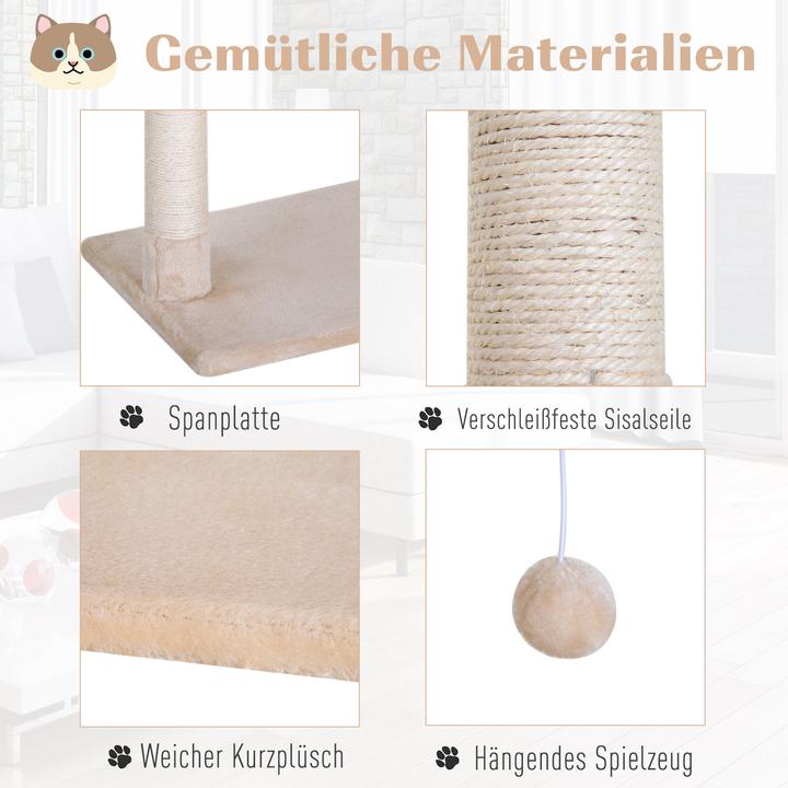 Produktbild PawHut Katzenbaum mit Sisalsäulen (70 cm, Beige)