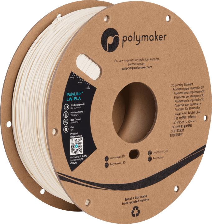Produktbild Polymaker PolyLite LW-PLA (PLA, 1.75 mm, 800 g, Weiss)