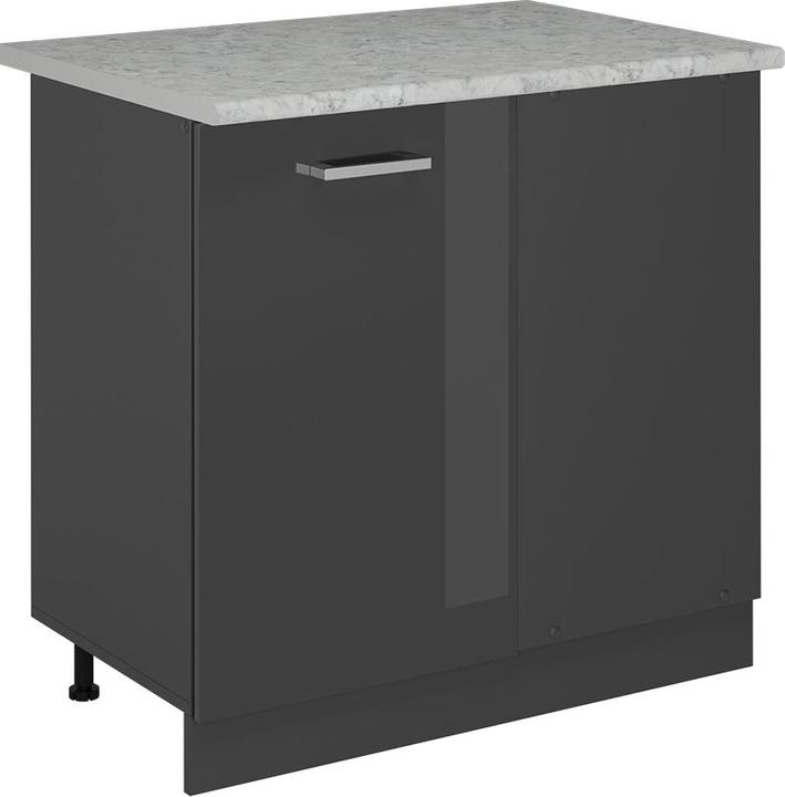 Anthrazit hochglanz, Marble-Weiss