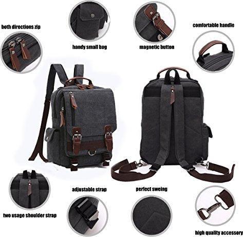 Produktbild Only-Bags.Store Vintage Rucksack Rucksack Leinwand Tasche Bote Tasche für Arbeit und Schule