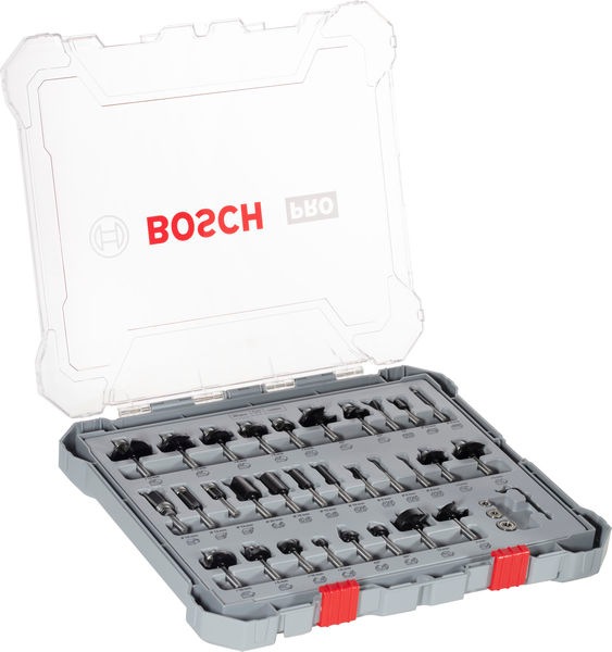 Produktbild Bosch Professional Zubehör 30-teiliges Fräser-Set, 6-mm-Schaft für Handfräsen