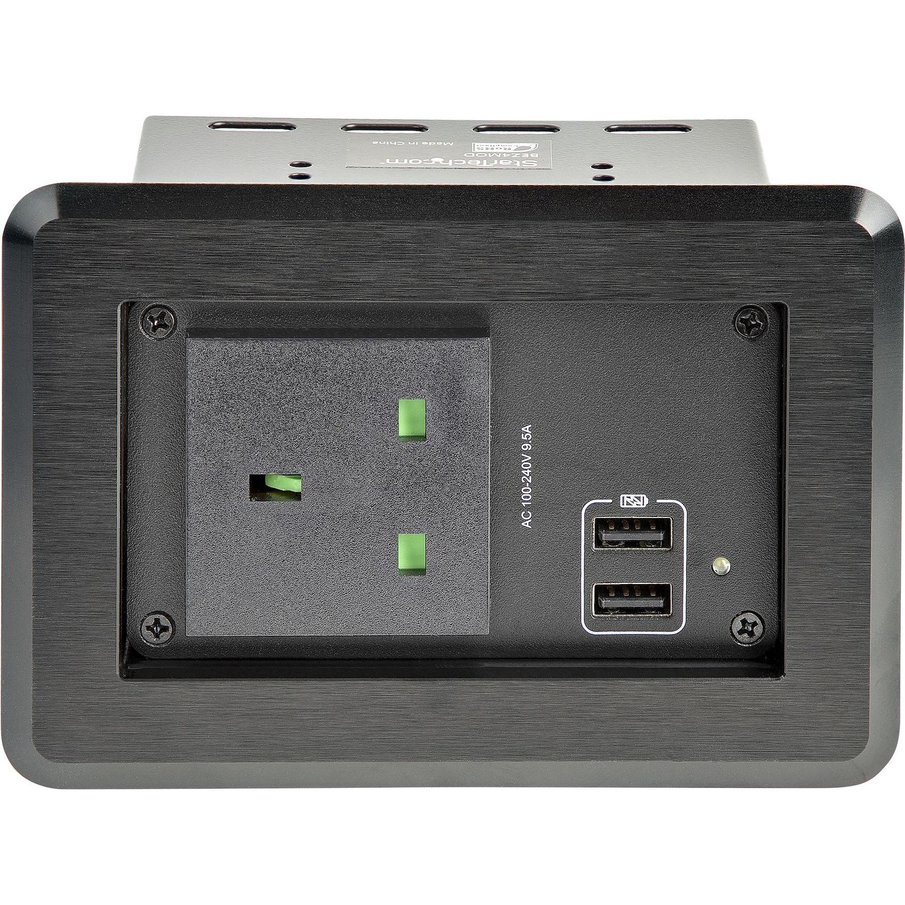 Thumbnail - StarTech Single Table Power (USB-A, 2 Ports), Dockingstation + USB Hub, Schwarz