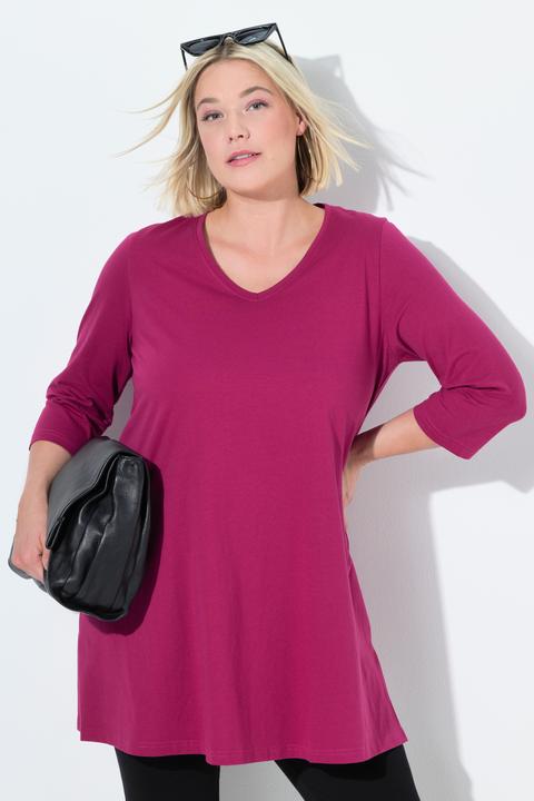 Immagine prodotto Ulla Popken Maglia lunga con scollo a V, maniche a 3/4 e taglio svasato (68)