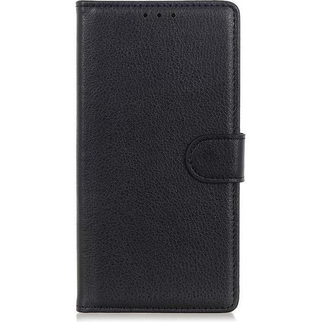 MU Classic Litchi Leder Bookcover Series (Samsung Galaxy A34 5G), Smartphone Hülle, Schwarz
