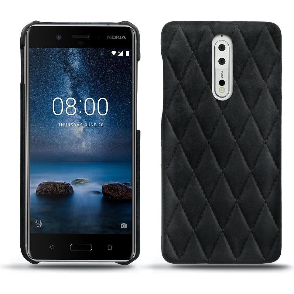 Noreve Lederschutzhülle (Nokia 8), Smartphone Hülle, Schwarz