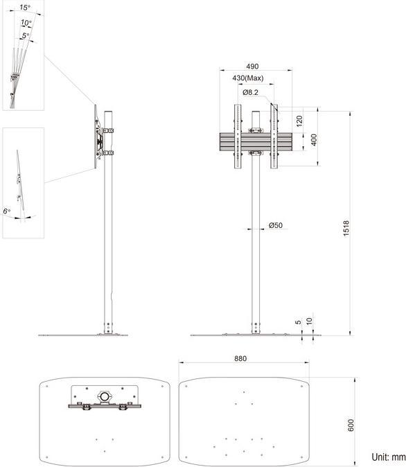 Image du produit Multibrackets Support au sol 1x, 32"-65", acier/aluminium (50 kg, 32" - 65")
