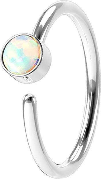Produktbild Star Piercing Micro Piercing Ring silber mit Opal weiss (ohne Messing, Chirurgenstahl 316L)