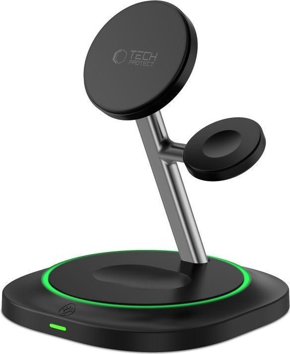 Actual product image Tech-Protect QI15W-A46 3in1 Magnetic MagSafe Inductive Charger - Black (15 W)