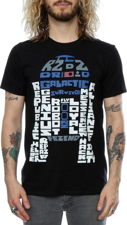 Actual product image Star Wars Mens R2-D2 Text Head T-Shirt (XL)