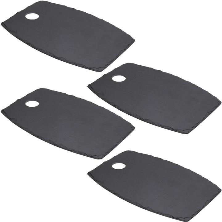 Excellent Houseware 4er-Set Serviertablett, Schieferplatte, 34 x 23 x 0,5 cm
