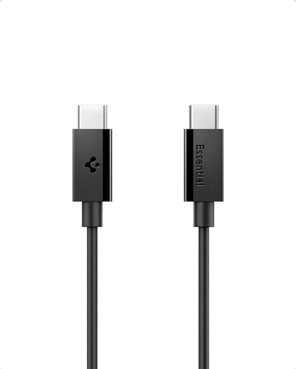 Spigen - Data Cable Essential (EB6010CC) - Fast Charging, 2x Type-C, 60W, 480Mbps, 1m - Black (1 m, USB 2.0, 60 W)