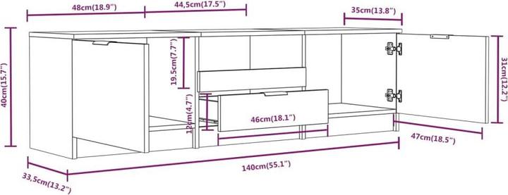 Actual product image vidaXL Cohen (140 x 35 x 40 cm)