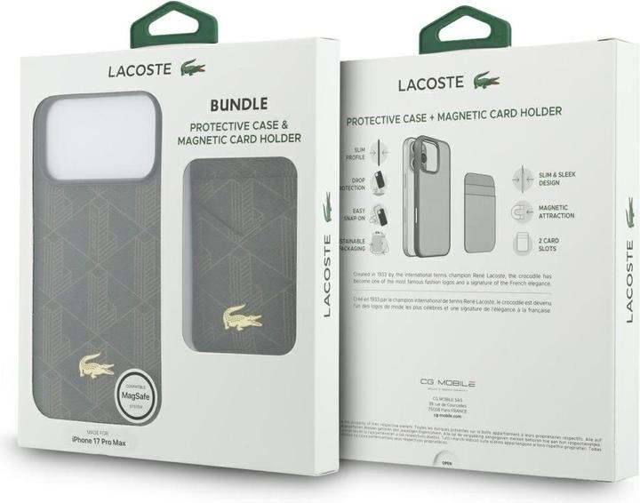 Produktbild Lacoste Case + Wallet Set PVC Blend MagSafe for iPhone 17 Pro Max brown (Apple iPhone 17 Pro Max)