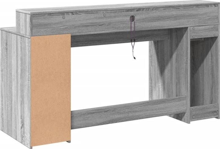 Actual product image vidaXL LED desk Computer desk Work desk Office desk Grey Sonoma (160 x 55 x 91 cm)