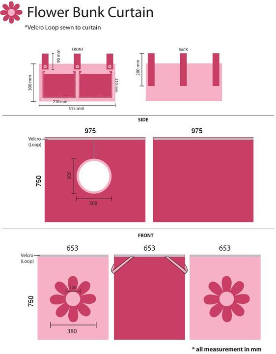 Produktbild Vipack Halbhohes Bett Pink Flower (90 x 200 cm)