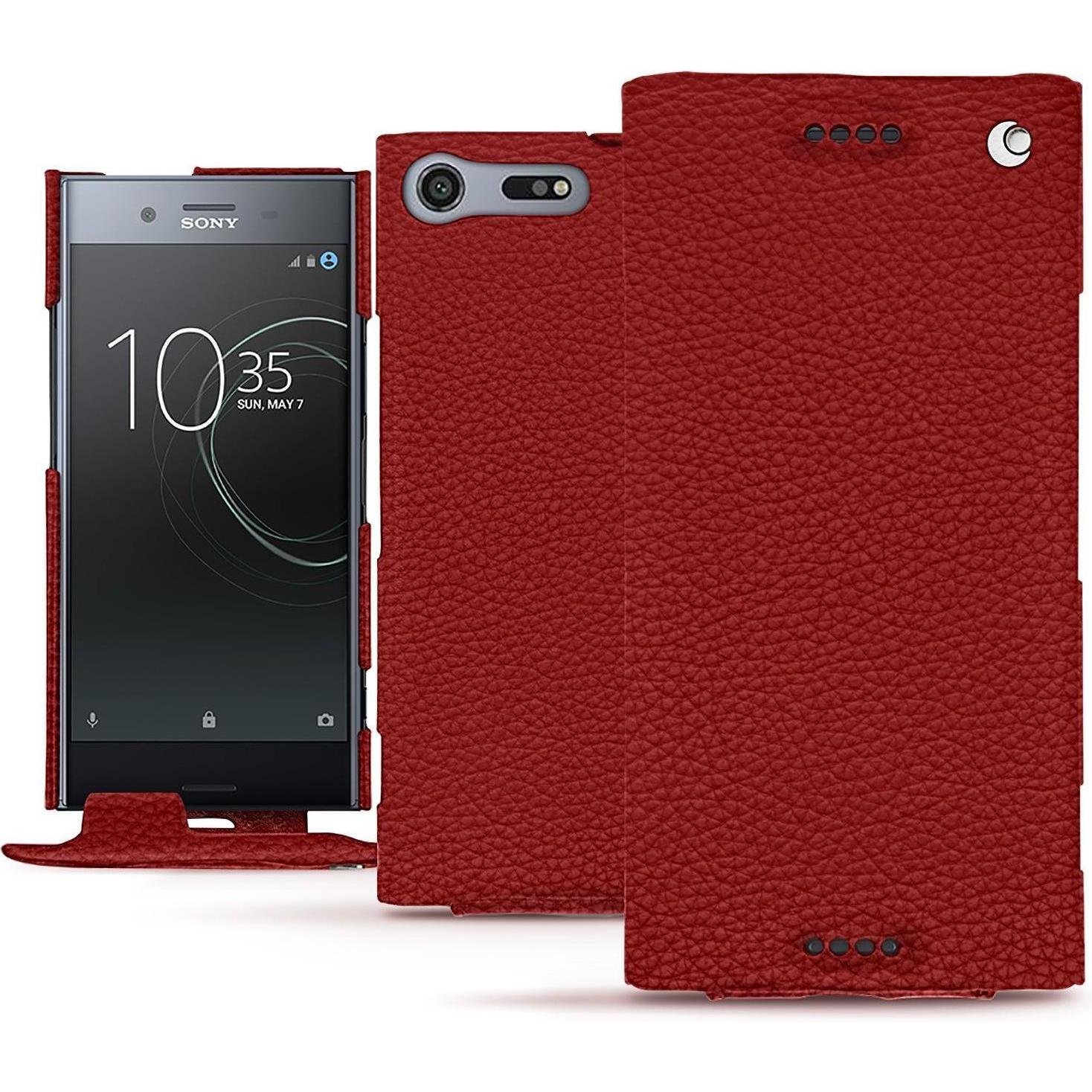 Noreve Lederschutzhülle vertikal (Sony Xperia XZ Premium), Smartphone Hülle, Rot