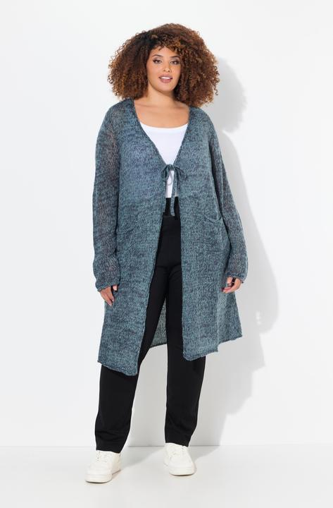 Actual product image Ulla Popken Longline Tie Front Long Sleeve Cardigan (50, 52)